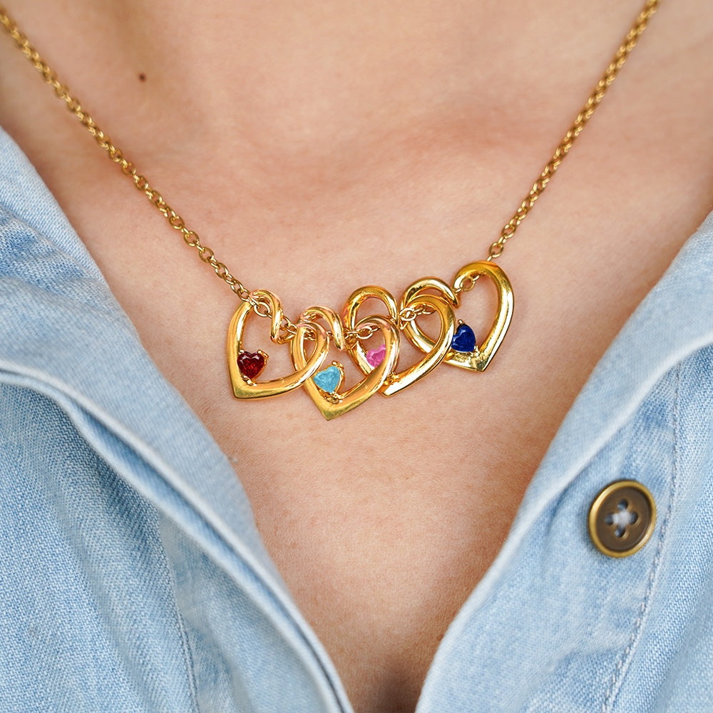 Custom Birthstone Hearts Necklace