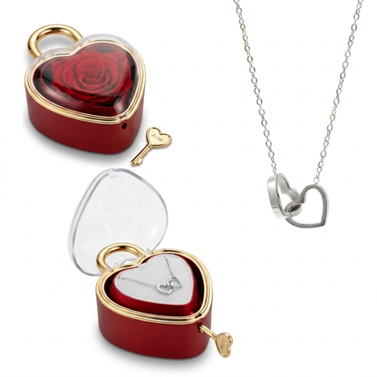 Eternal Rose Lock - W/ Engraved Necklace