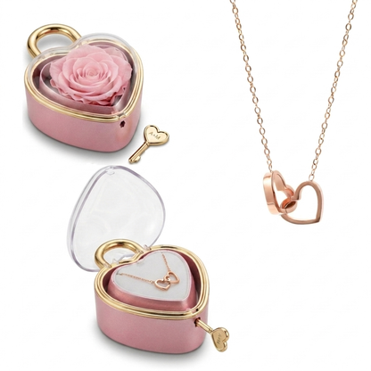 Eternal Rose Lock - W/ Engraved Necklace