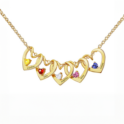 Custom Birthstone Hearts Necklace